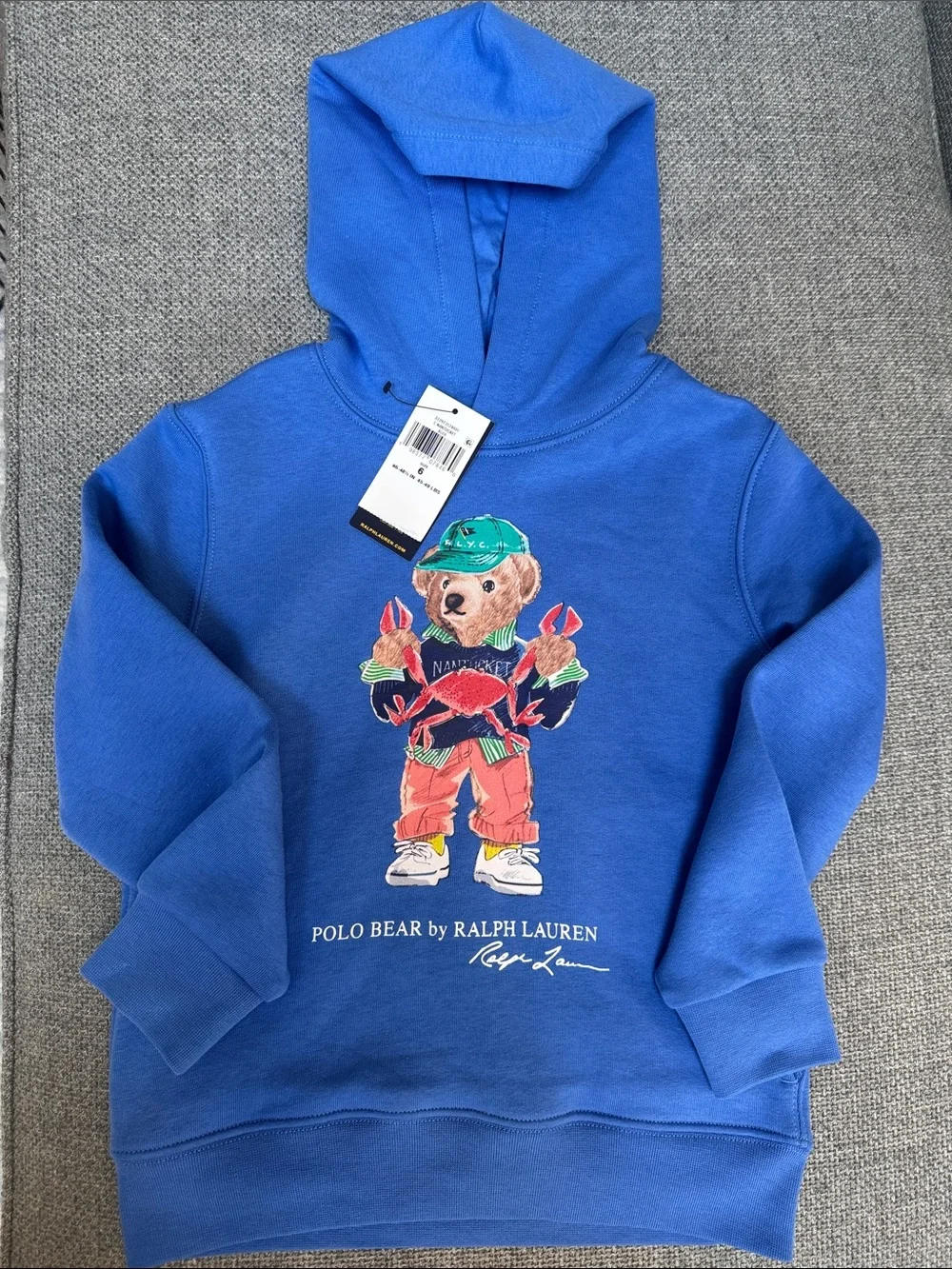 Ralph Lauren Kids Royal Blue Hoodie with Polo Bear Graphic